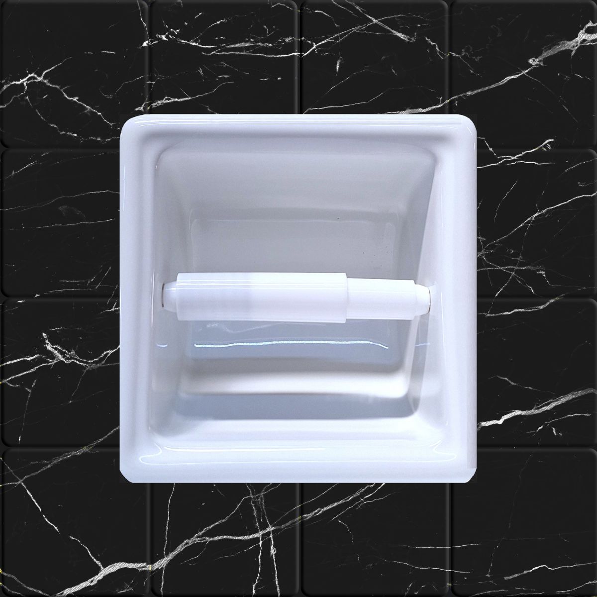 SereneDrains Ceramic Recessed Toilet Paper Holder White Glossy
