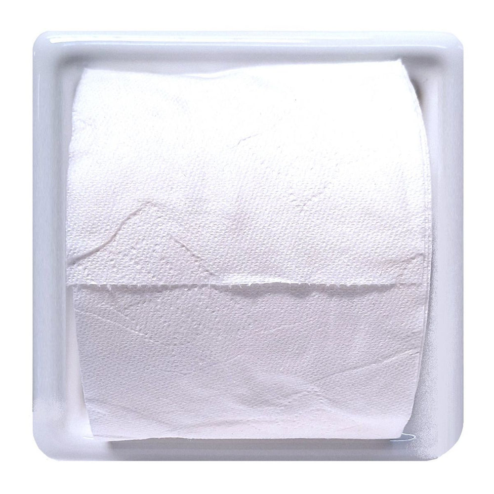 SereneDrains Ceramic Recessed Toilet Paper Holder White Glossy