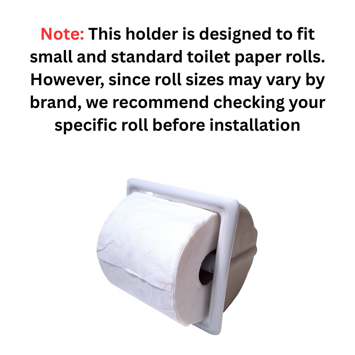 SereneDrains Ceramic Recessed Toilet Paper Holder White Glossy 6x6 Niche Bathroom Tissue Roll