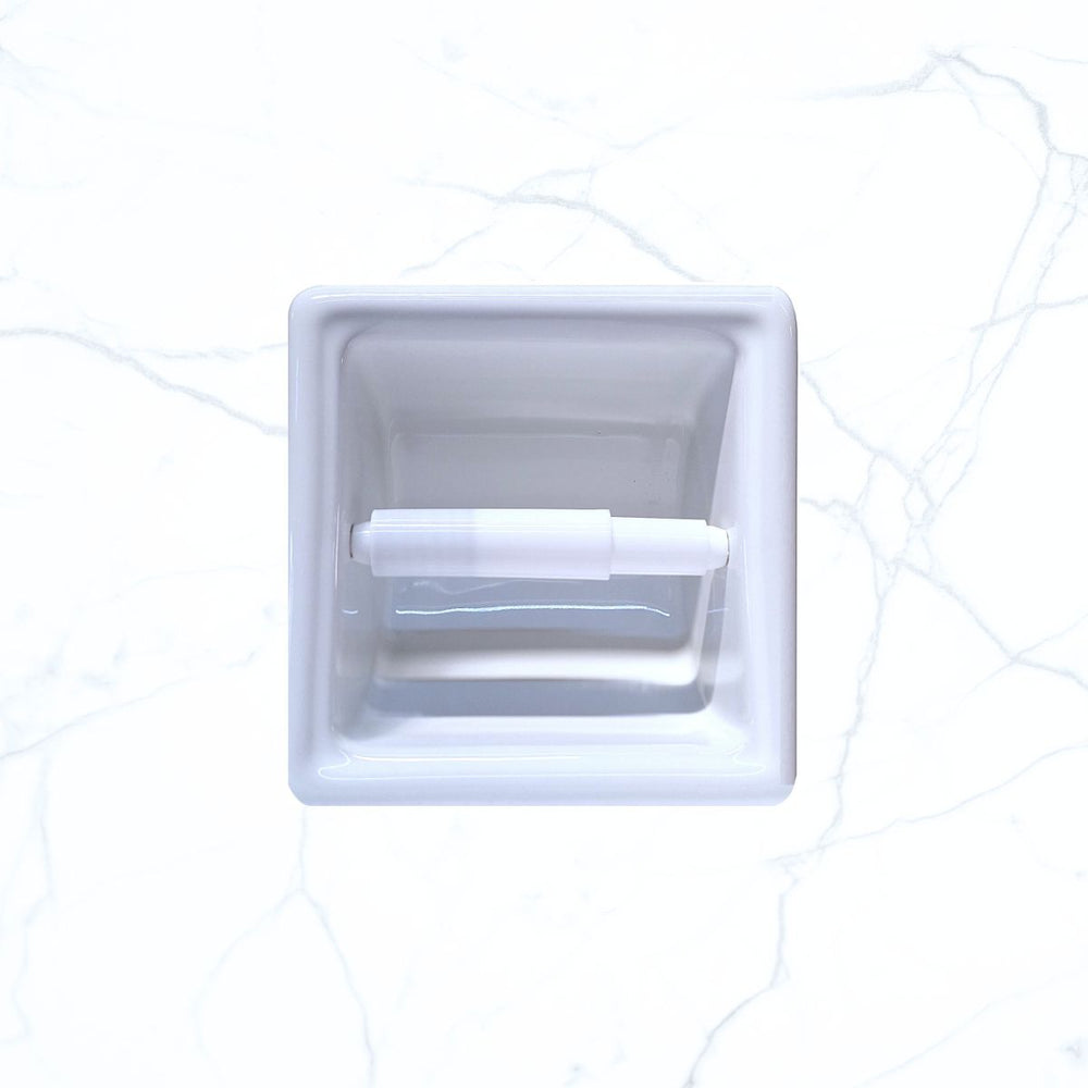 SereneDrains Ceramic Recessed Toilet Paper Holder White Glossy