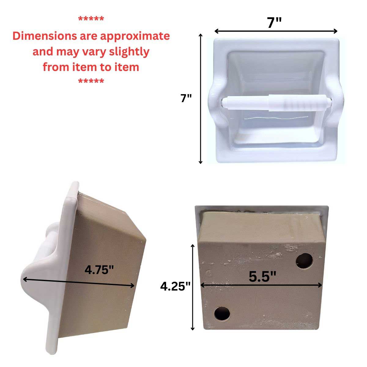 SereneDrains Ceramic Recessed Toilet Paper Holder White Glossy Extended Extra Large Bathroom Tissue Roll