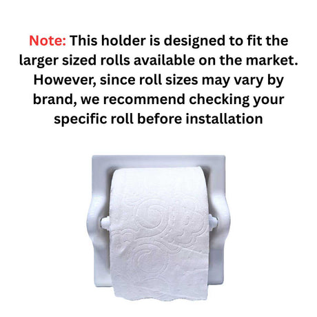 SereneDrains Ceramic Recessed Toilet Paper Holder White Glossy Extended Extra Large Bathroom Tissue Roll