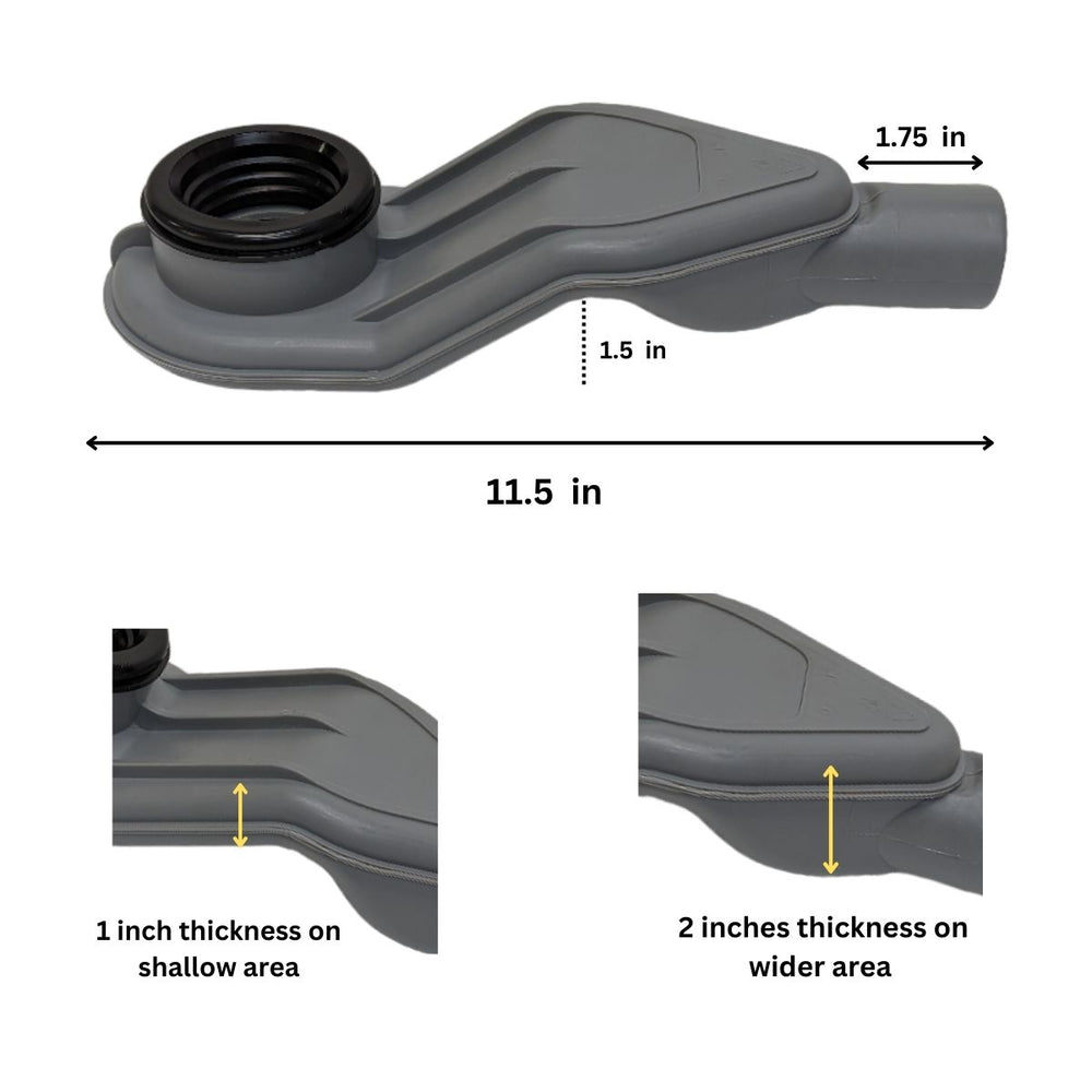 SereneDrains Wow Drain TM Side Discharge Outlet with 5 Inch Tile Insert Square Shower Drain Horizontal Low Profile
