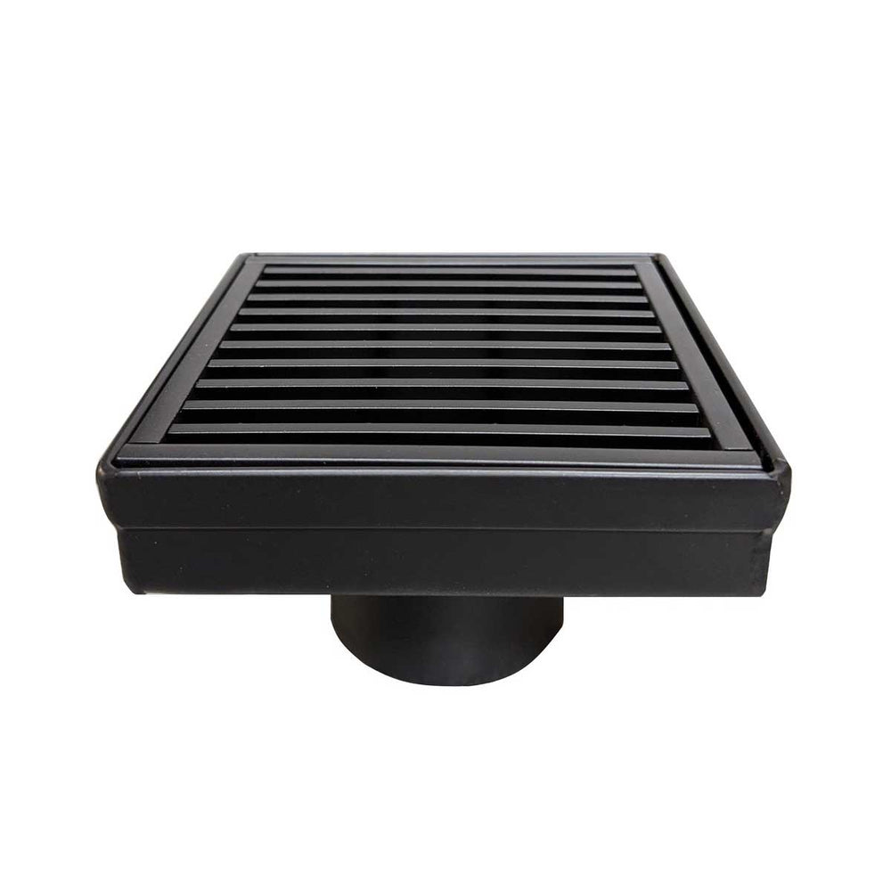 SereneDrains Square Shower Drain Linear Wedge 4 Matte Black