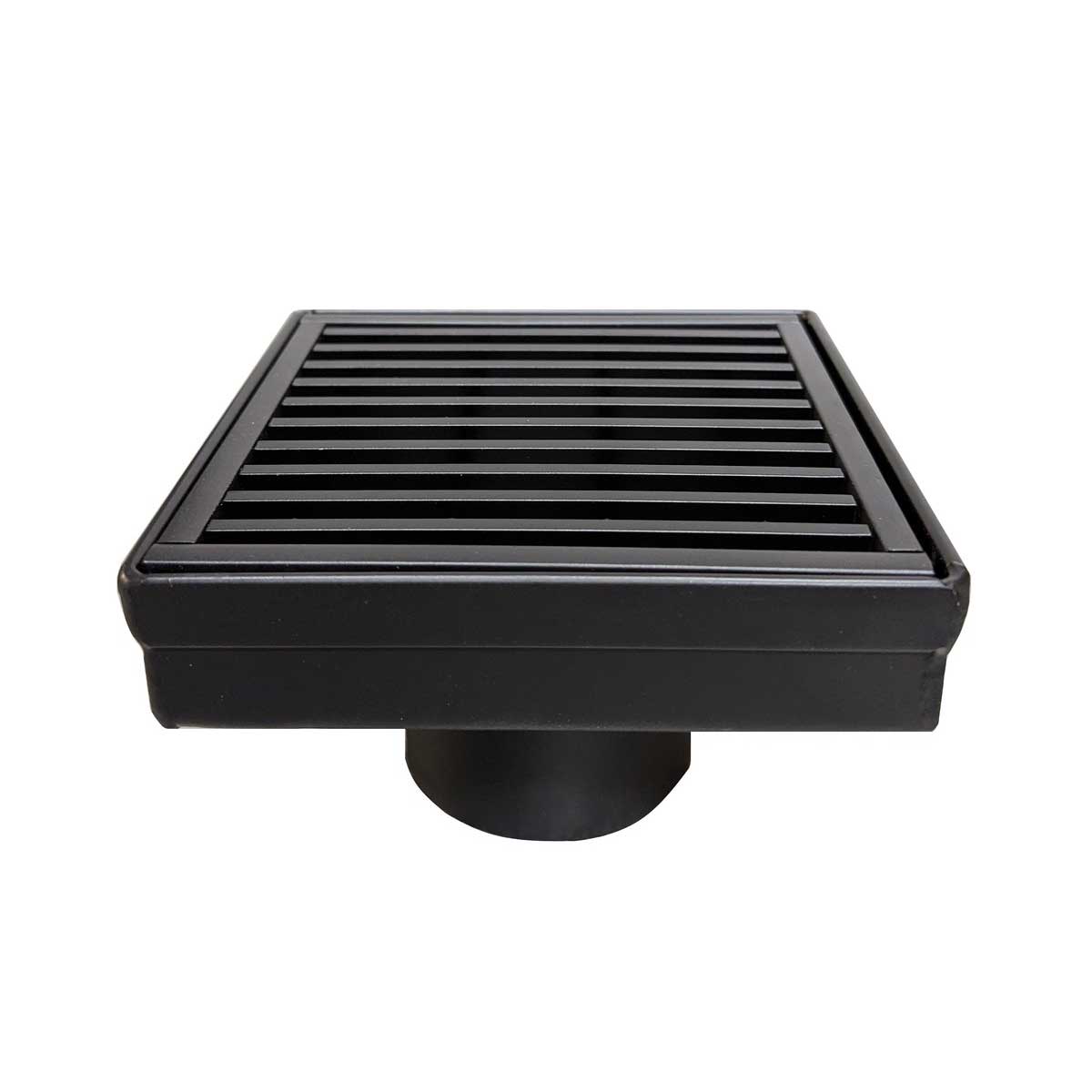 SereneDrains Square Shower Drain Linear Wedge 4 Matte Black