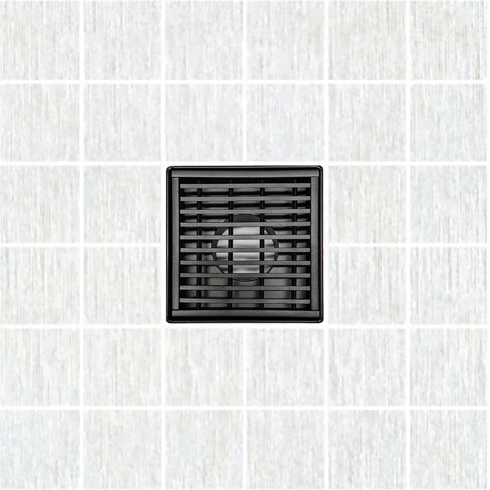 SereneDrains Square Shower Drain Linear Wedge 4 Matte Black