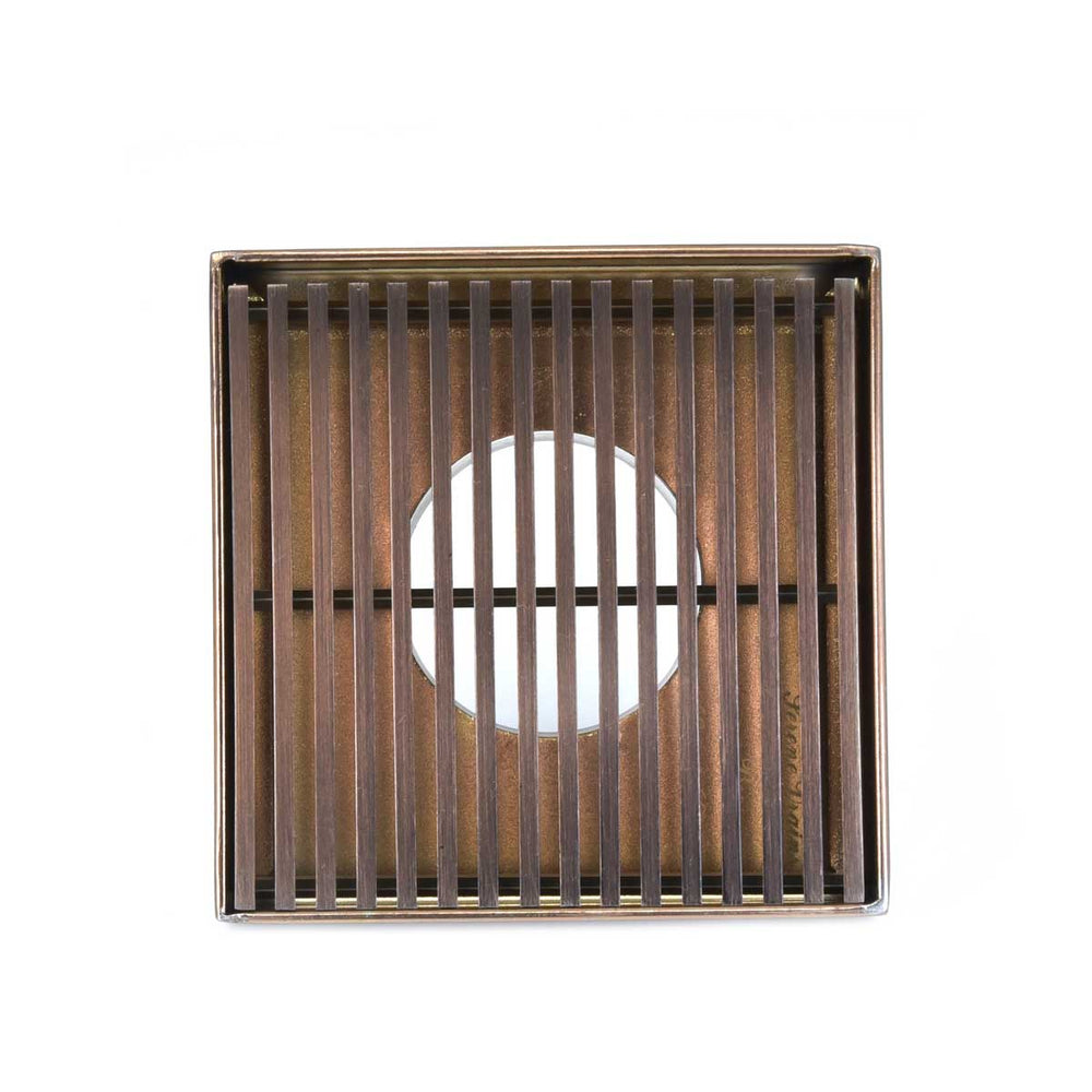 SereneDrains Square Shower Drain Linear Wedge 4 Bronze