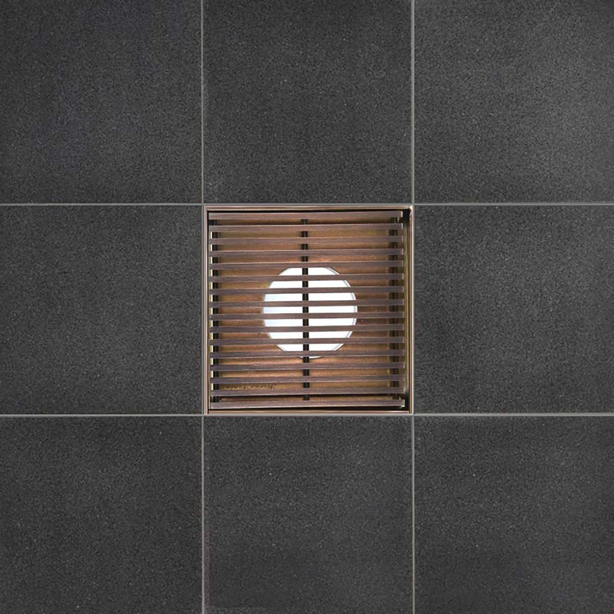 SereneDrains Square Shower Drain Linear Wedge 4 Bronze