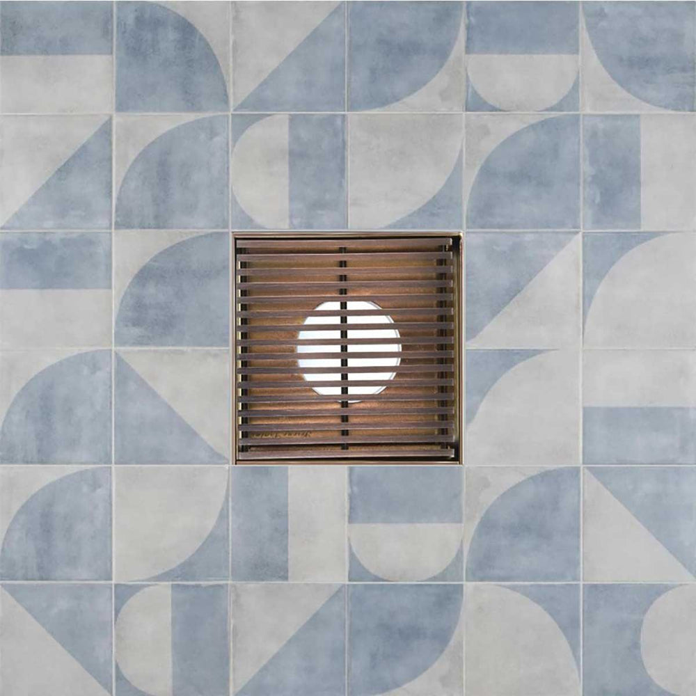 SereneDrains Square Shower Drain Linear Wedge 4 Bronze