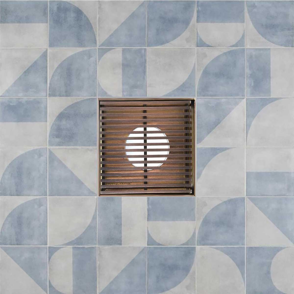 SereneDrains Square Shower Drain Linear Wedge 4 Bronze