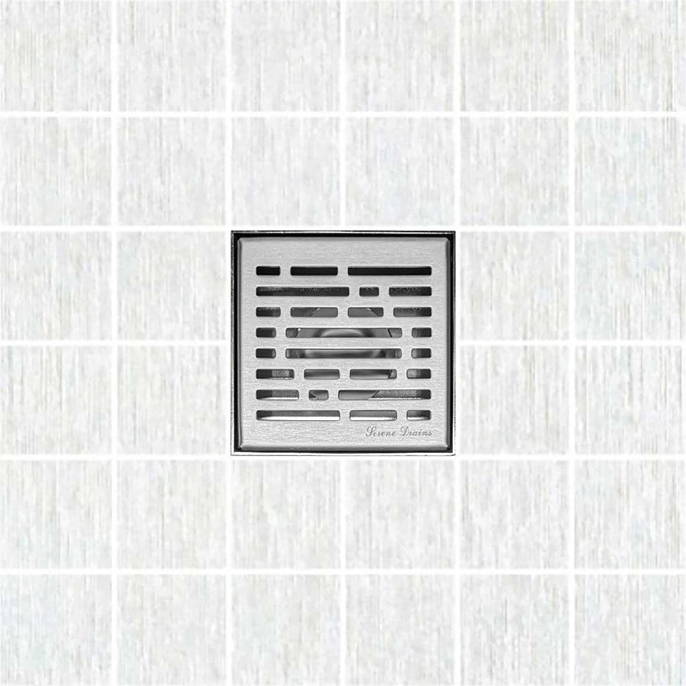 SereneDrains Square Shower Drain Broken Lane 4 Brushed