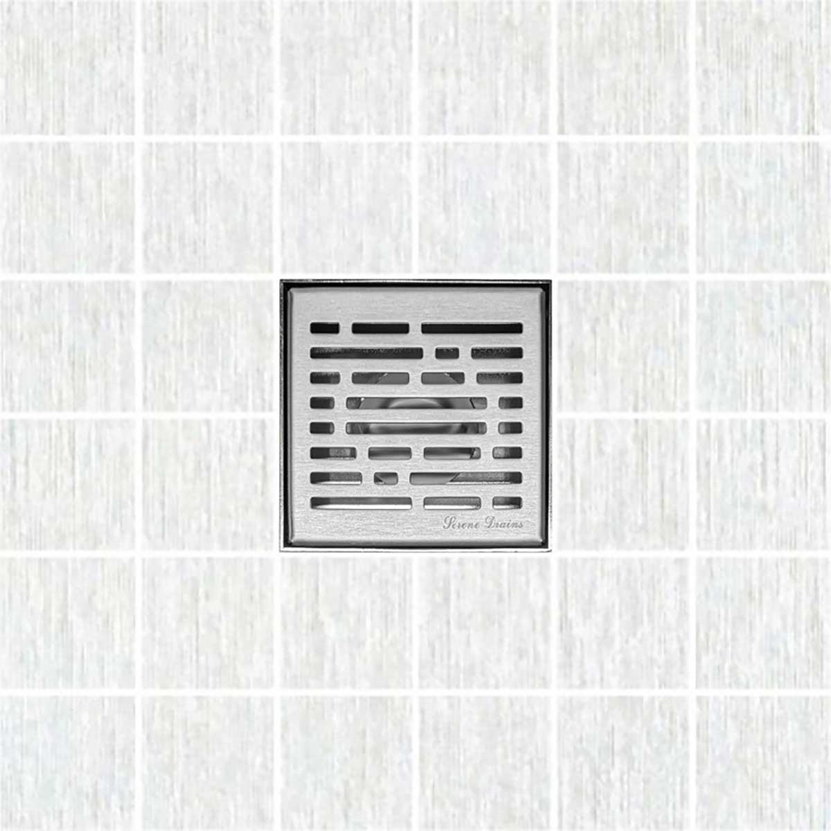 SereneDrains Square Shower Drain Broken Lane 4 Brushed