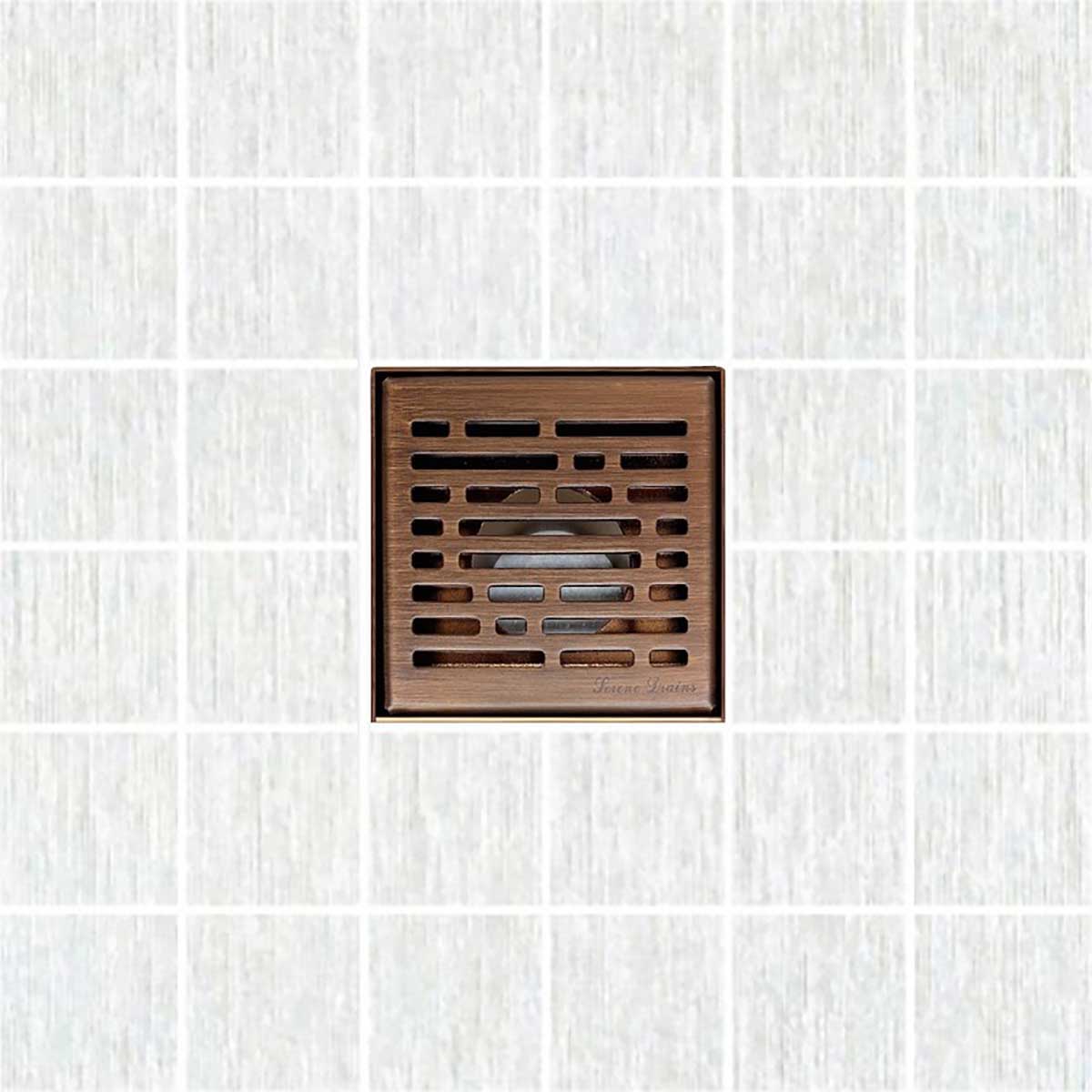 SereneDrains Square Shower Drain Broken Lane 4 Bronze