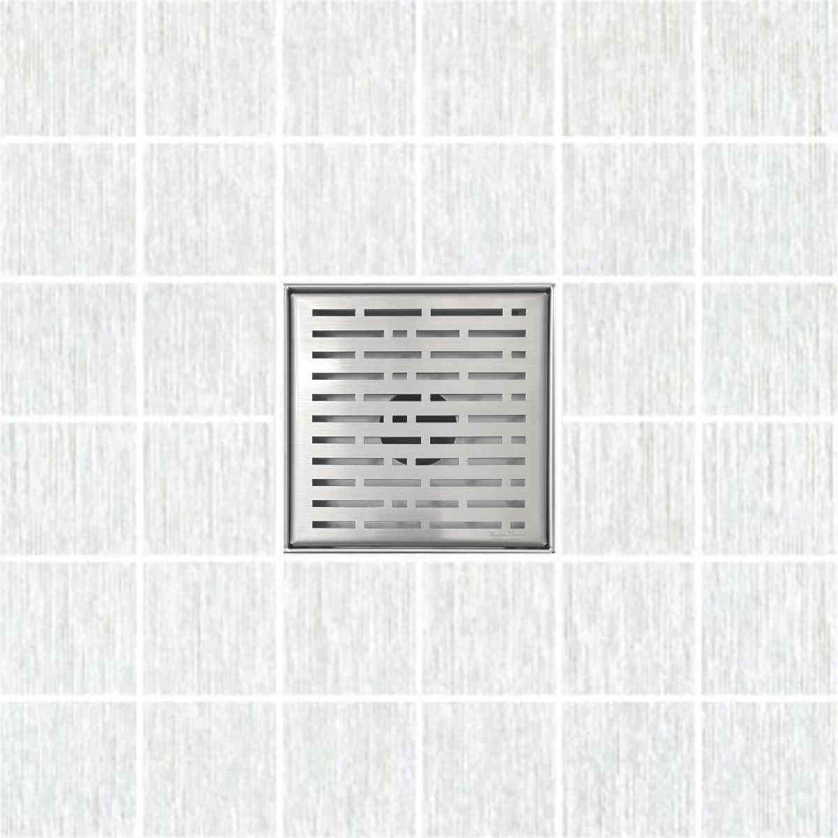 Serene Drains Square Shower Drain Broken Lane Brushed 6 Inch