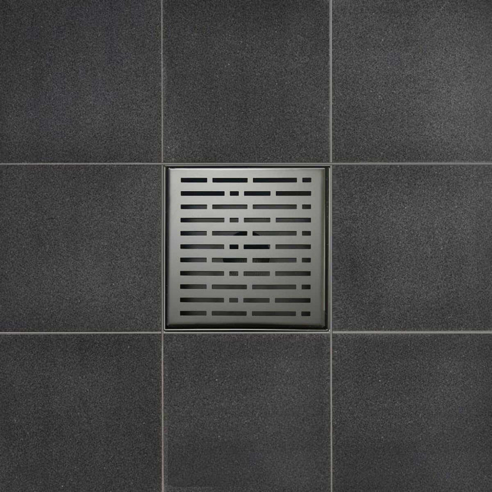 SereneDrains Square shower drain with decorative cover on a floor tile