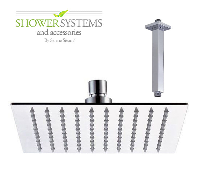 Ultra-Thin Square Rain Shower Head 8 inch by Serene Steam