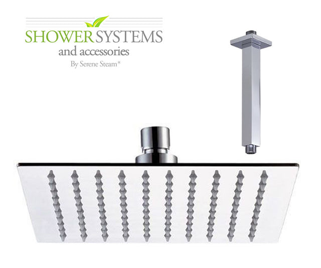 Ultra-Thin Square Rain Shower Head 8 inch by Serene Steam