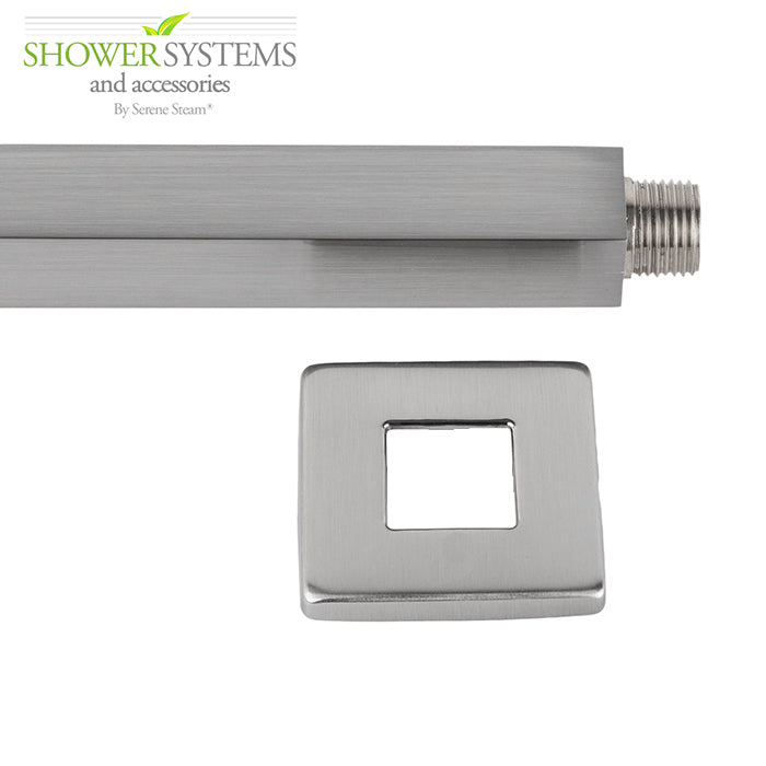 Wall Mount Square Shower Arm by Serene Steam 16 Inch