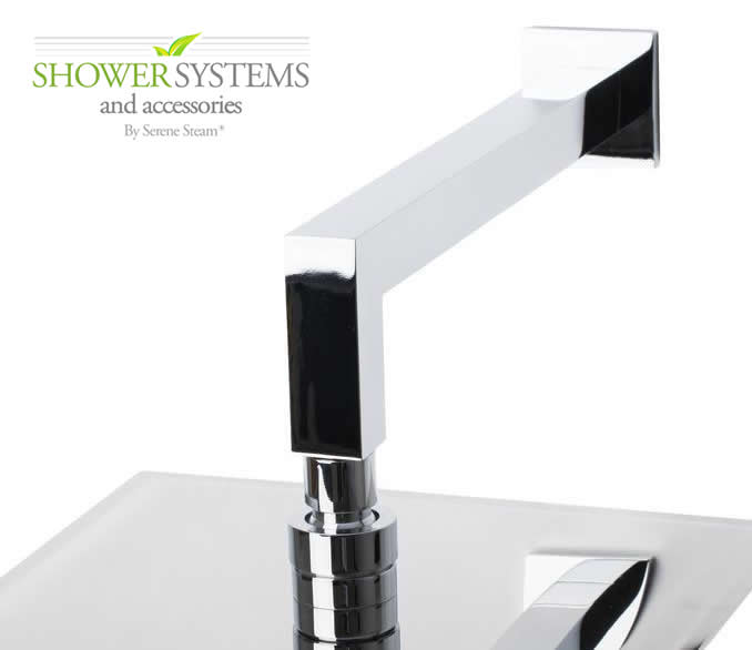 Wall Mount Square Shower Arm by Serene Steam 16 Inch