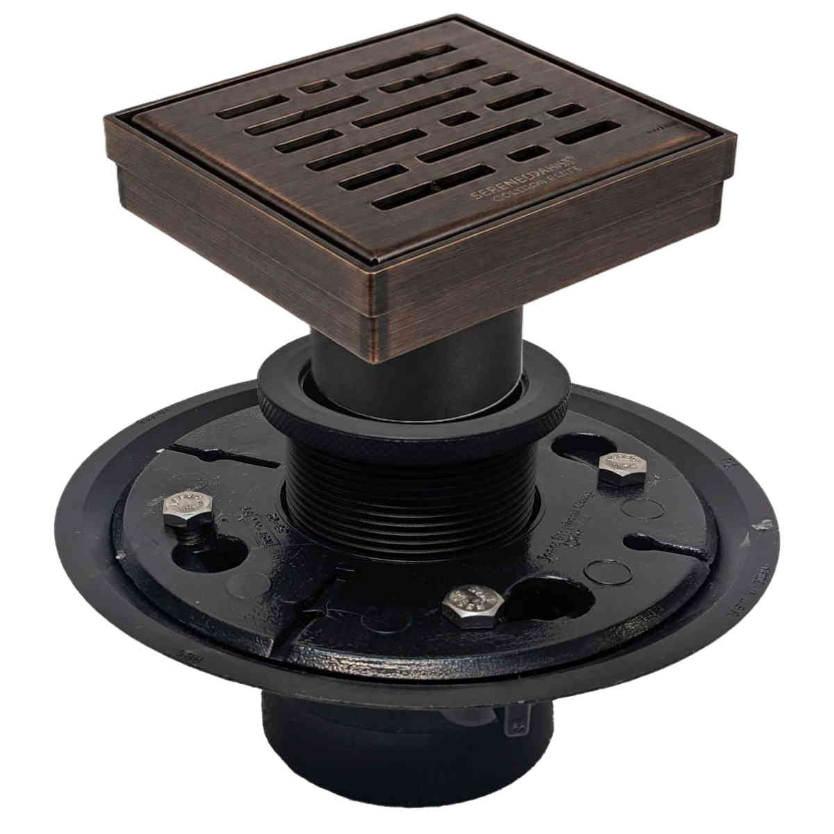 4 inch square broken lane shower drain kit in Oil Rubbed Bronze with ABS drain