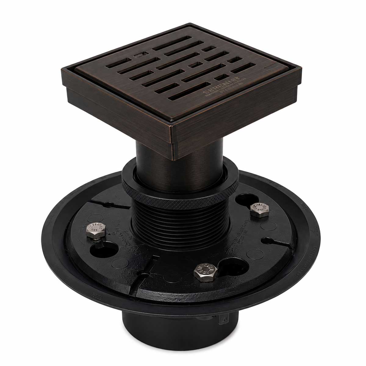 4 inch square broken lane shower drain kit in Oil Rubbed Bronze with ABS drain