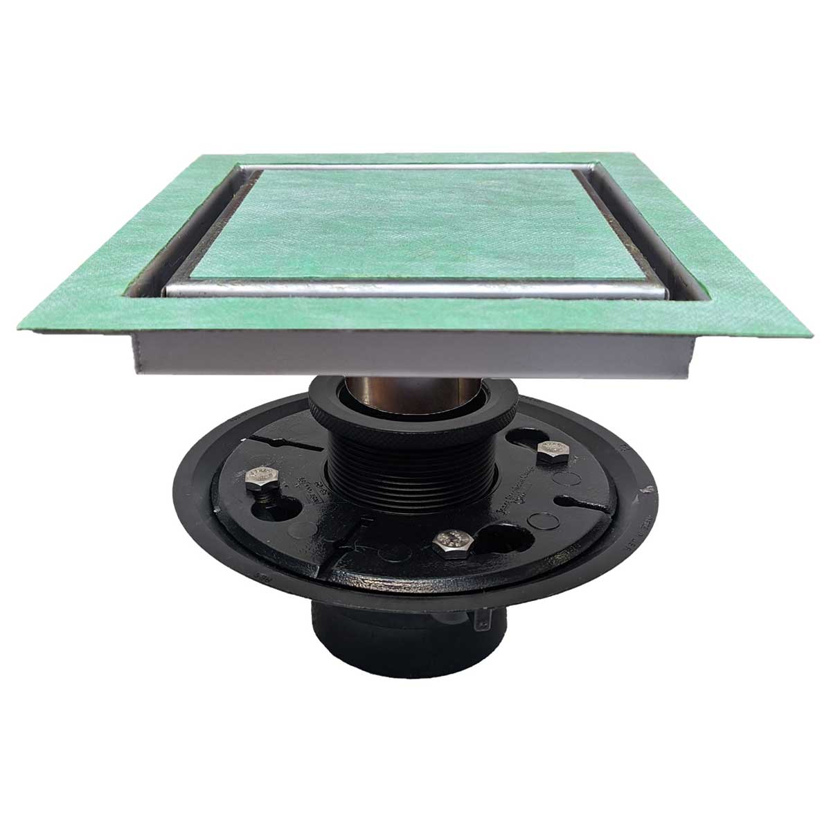 SereneDrains Square Shower Drain Kit with Base - Invisible - Finishless - 6 Inch