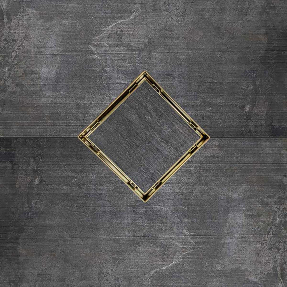 SereneDrains Square Shower Drain Tile Insert Satin Gold 5 Inch