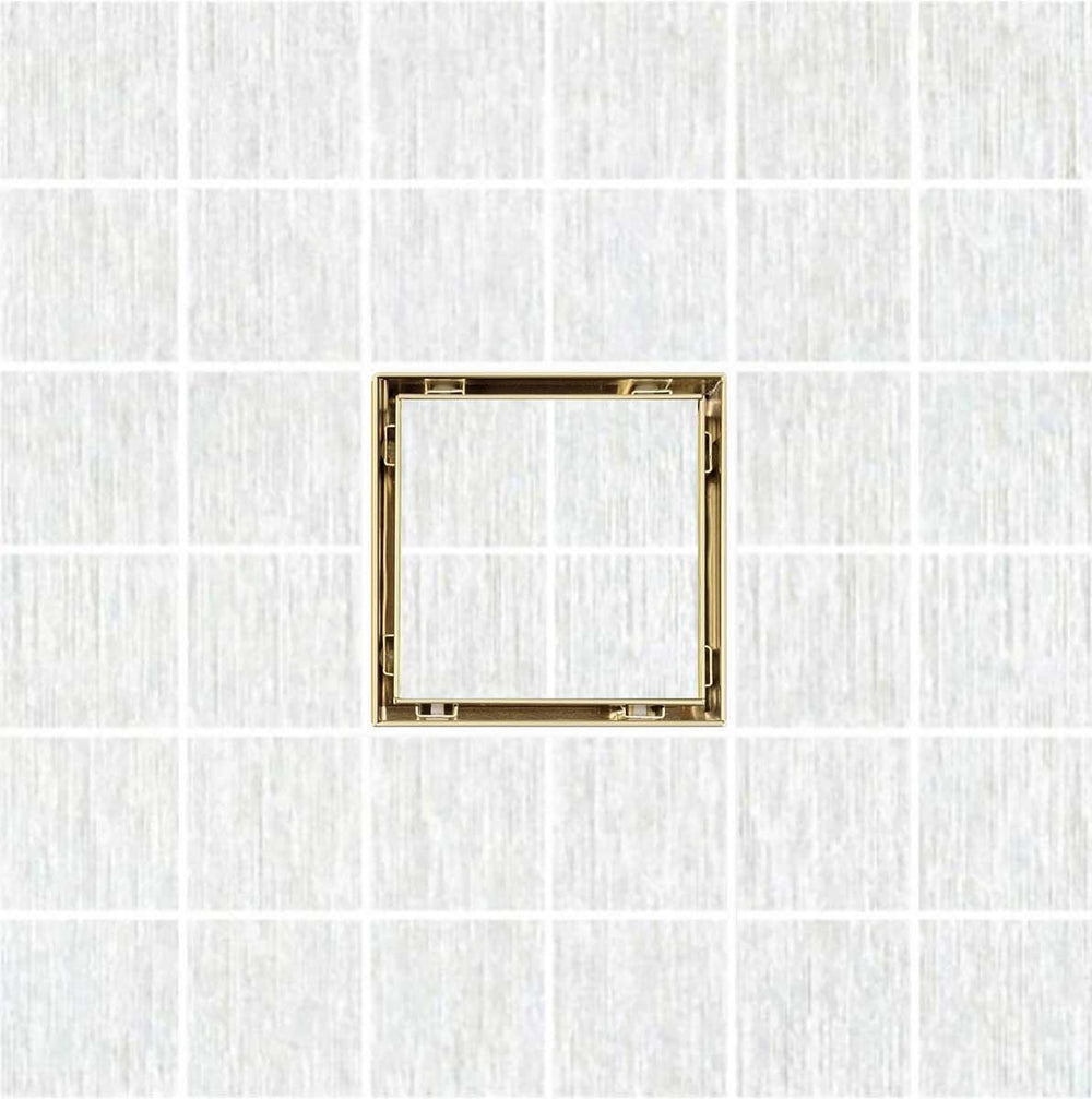 SereneDrains Square Shower Drain Tile Insert Satin Gold 5 Inch