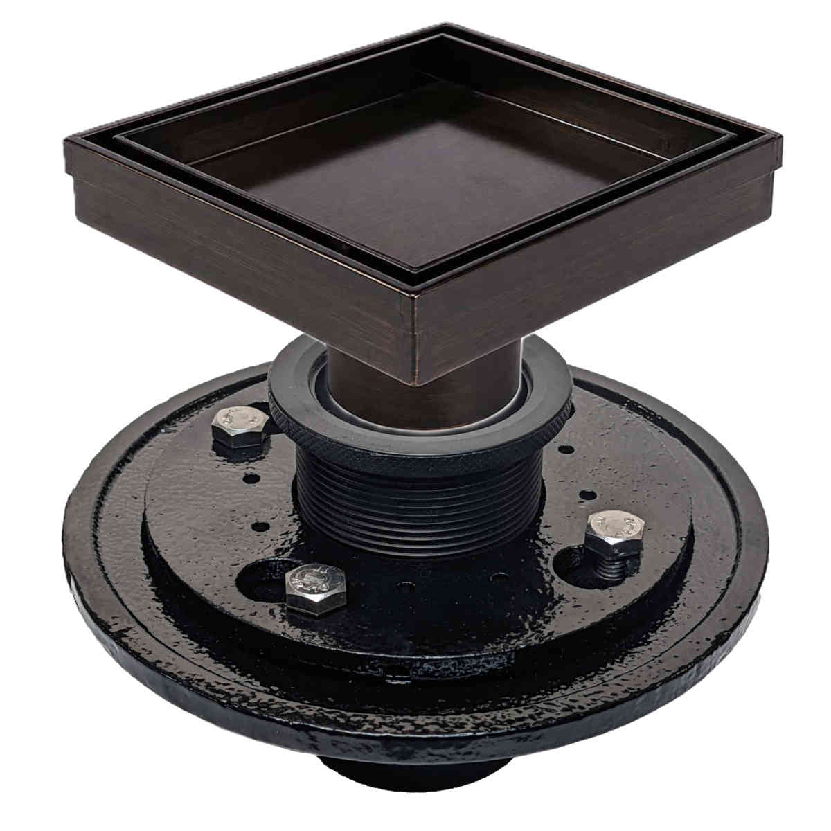 5 inch square tile insert shower drain kit in Oil Rubbed Bronze with Cast Iron drain