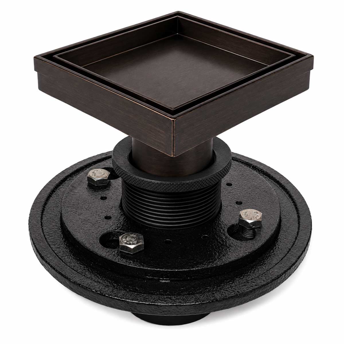 5 inch square tile insert shower drain kit in Oil Rubbed Bronze with Cast Iron drain