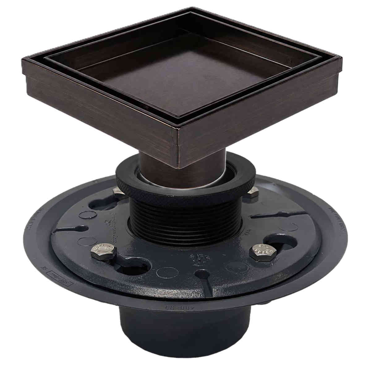 5 inch square tile insert shower drain kit in Oil Rubbed Bronze with PVC drain