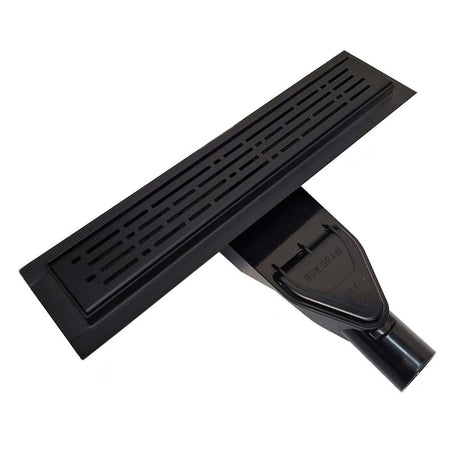 SereneDrains broken Lane Linear shower drain with ABS Discharge drain in Matte Black Finish
