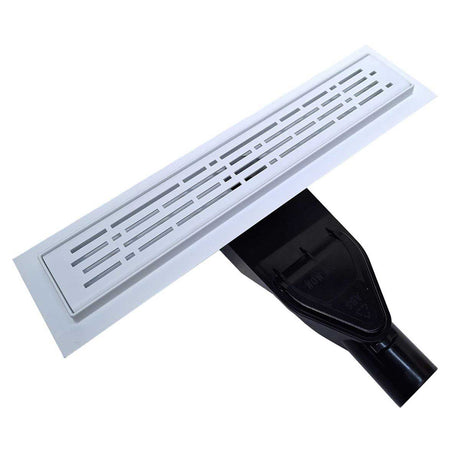 SereneDrains broken Lane Linear shower drain with ABS Discharge drain in Matte White Finish