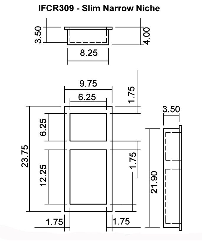 Pre Made Ready to Tile Combo Slim Narrow Recess