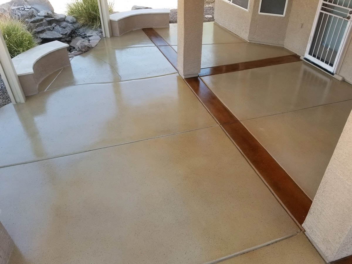 Polished concrete patio with a smooth finish