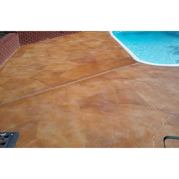 Smiths Paint Concrete Color Stains Brown stone patio next to a pool