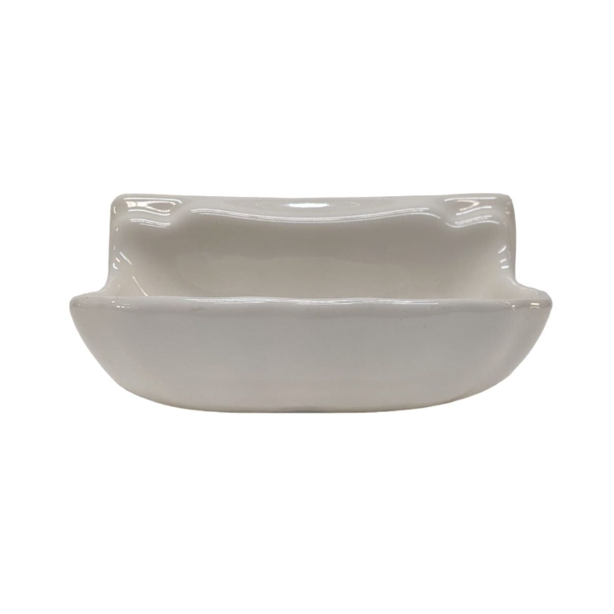 Small biscuit glossy porcelain soap dish shell for tiled shower and bathroom walls.