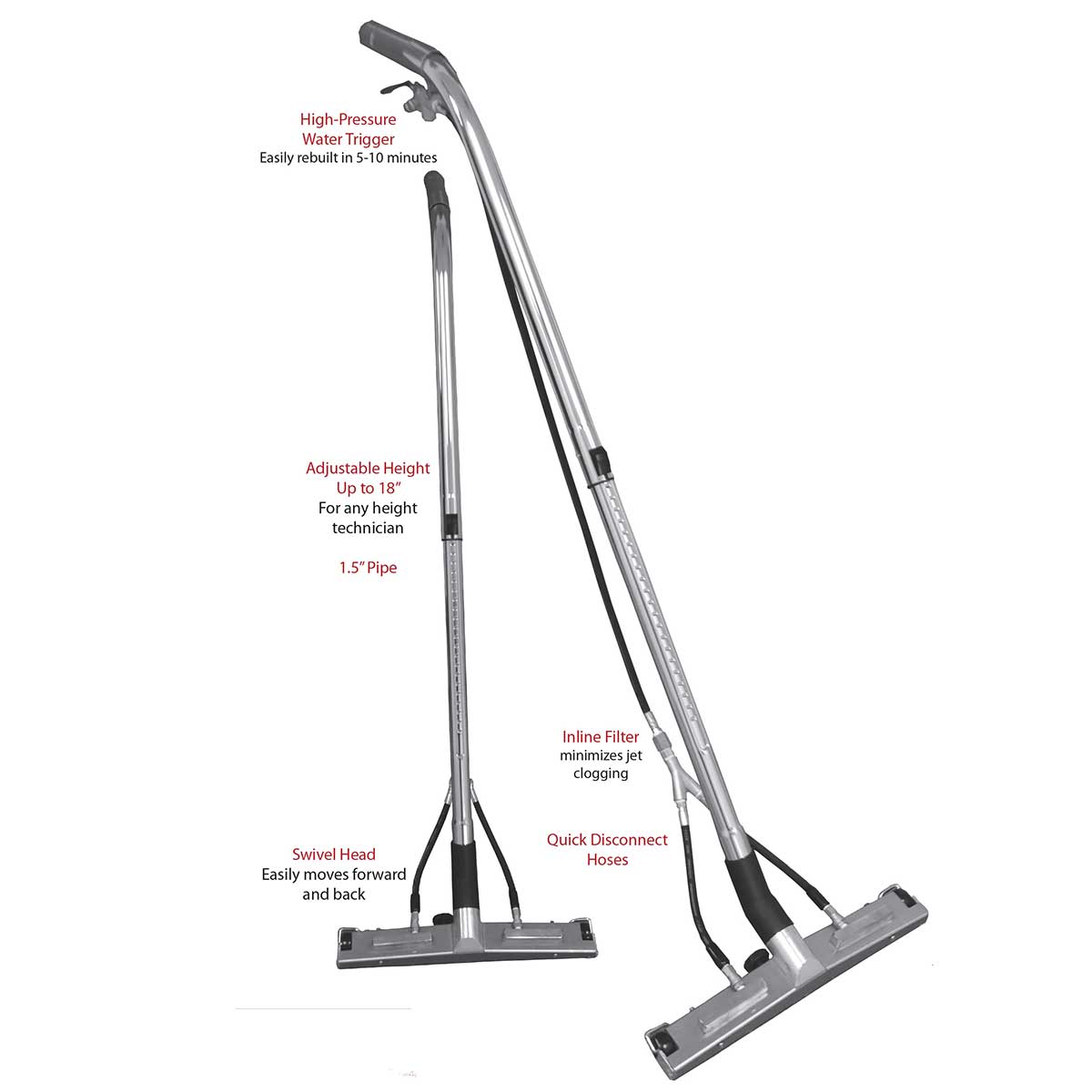 Professional 4 jet squeegee wand for stone restoration contractors