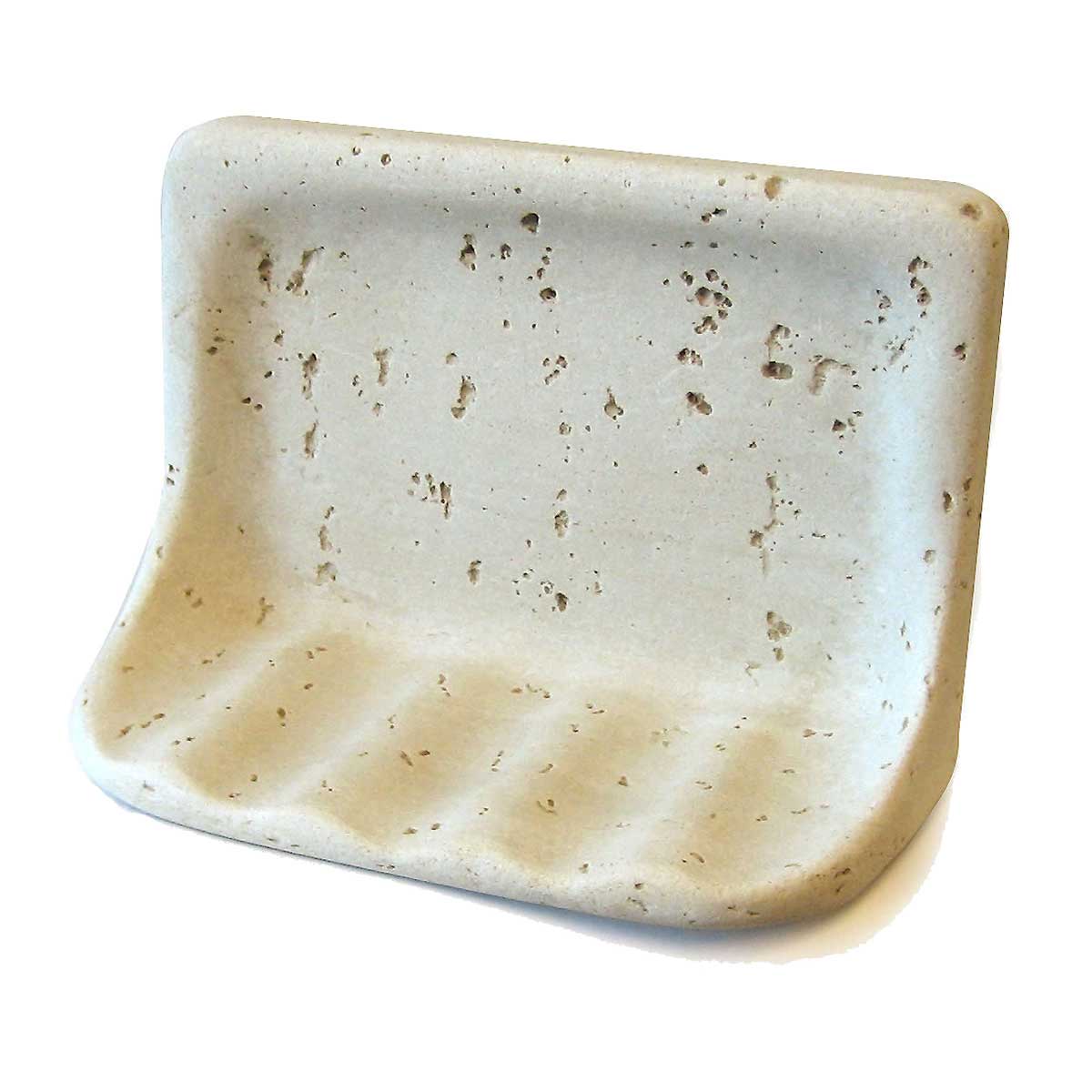 Ivory Travertine Soap Dish for Shower Wall Installation