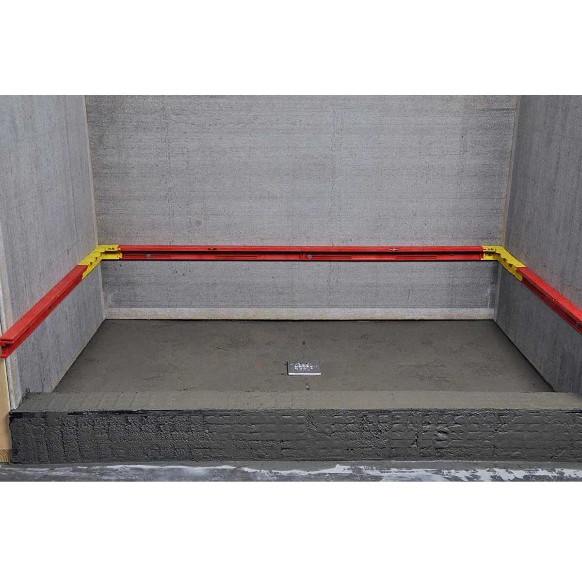 Stringa Level tile support system installed on shower walls before tile installation