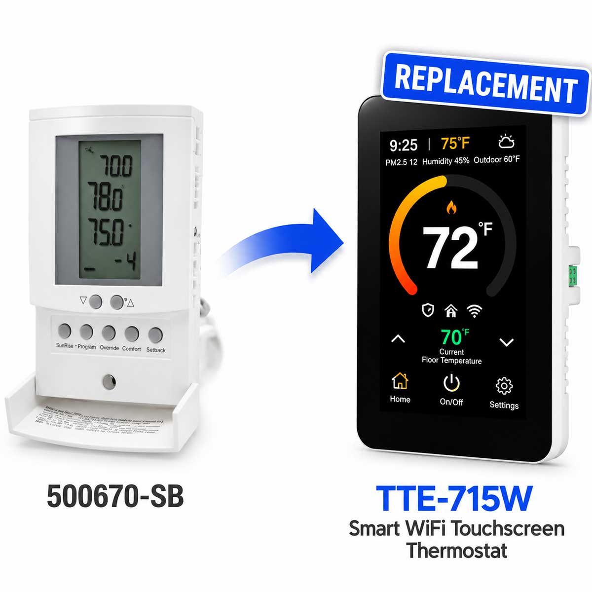 SunStat View Programmable Thermostat 500670-SB Floor Heating Thermostat