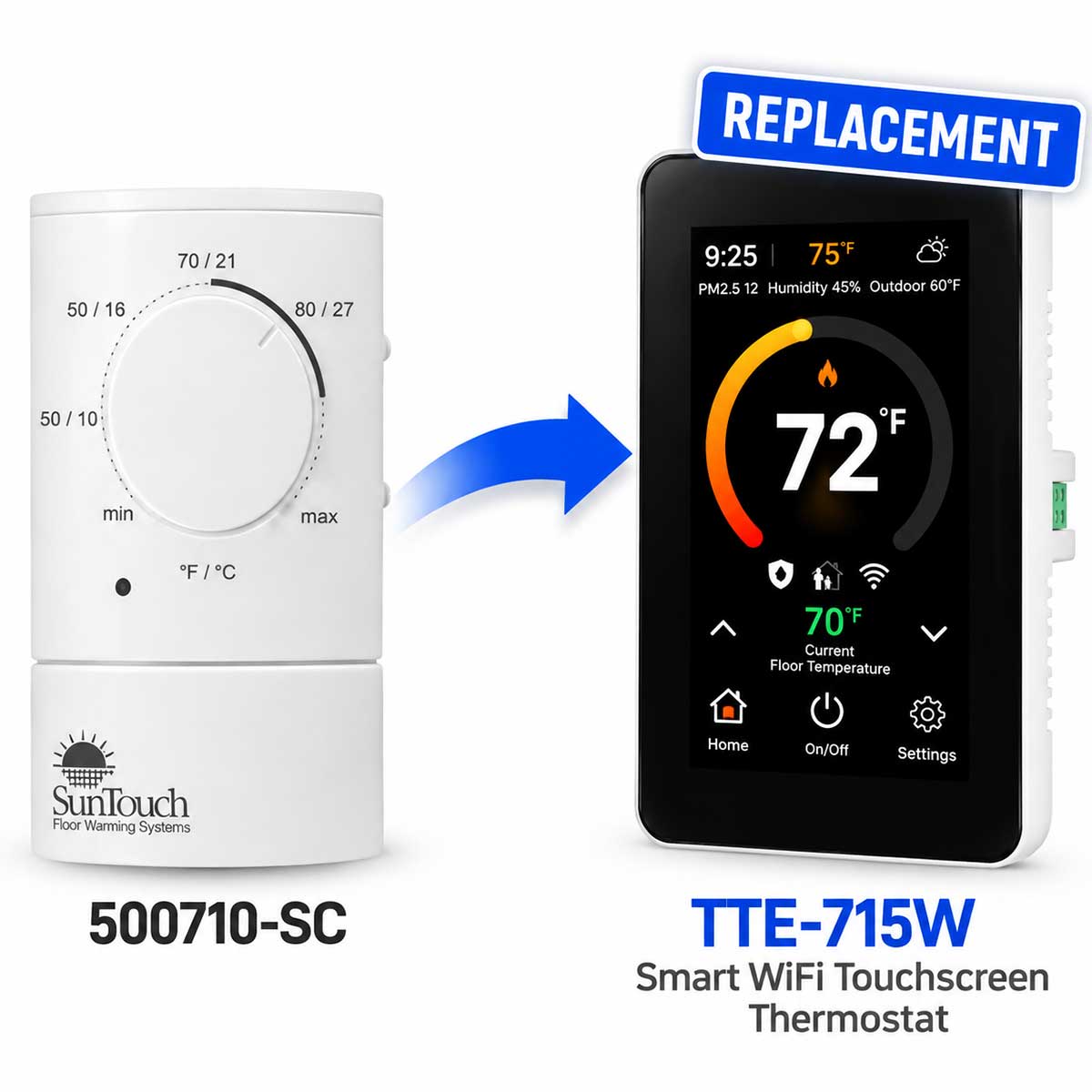 SunStat View Programmable Thermostat 500710-SC Floor Heating Thermostat