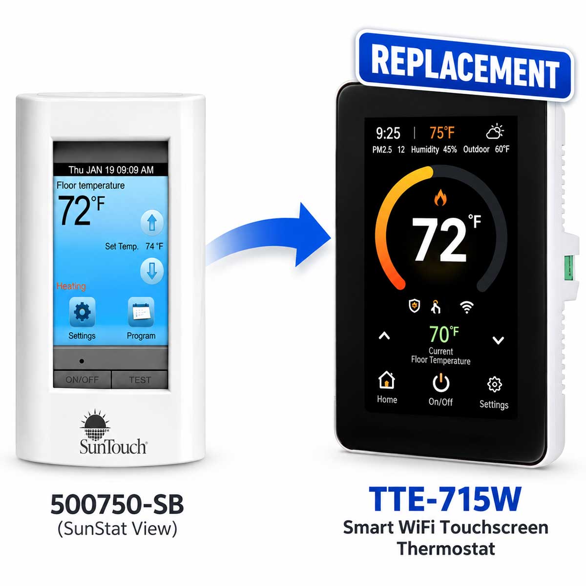 SunStat View Programmable Thermostat 500750-SB Floor Heating Thermostat