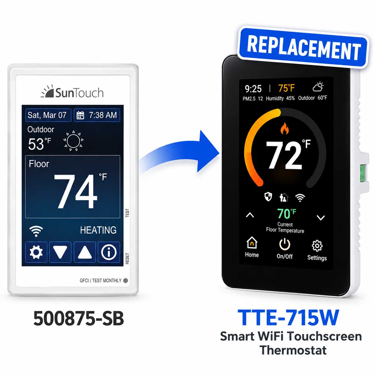 SunStat View Programmable Thermostat 500875-SB Floor Heating Thermostat