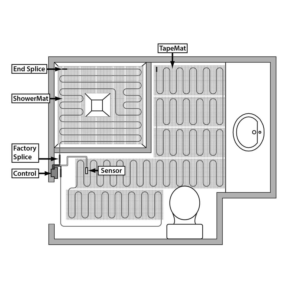 SunTouch Radiant Floor Heating Shower Mat 4ft x 4ft 120V