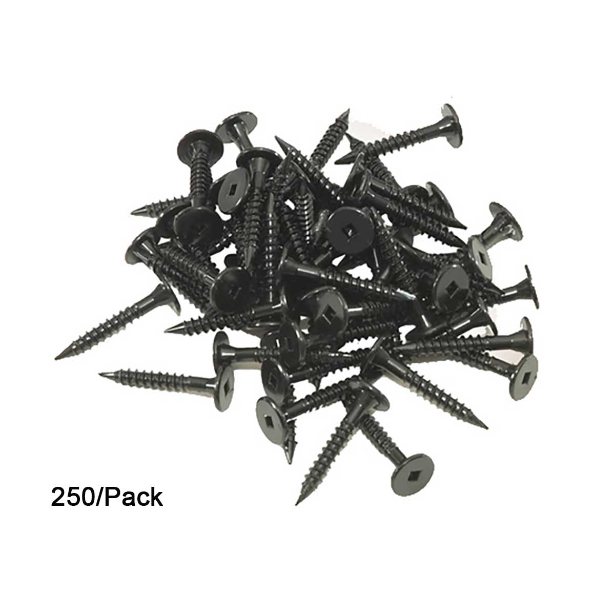 TI-ProBoard Head Deck Screw - Pile of black screws on a white background with '250/Pack' text.