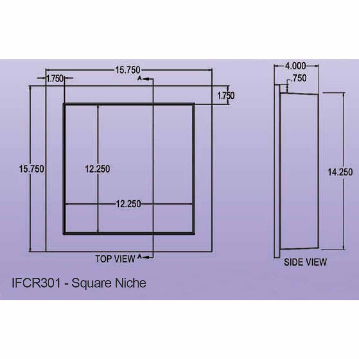 Pre Made Ready to Tile Square shower Waterproof Recess 12 x 12