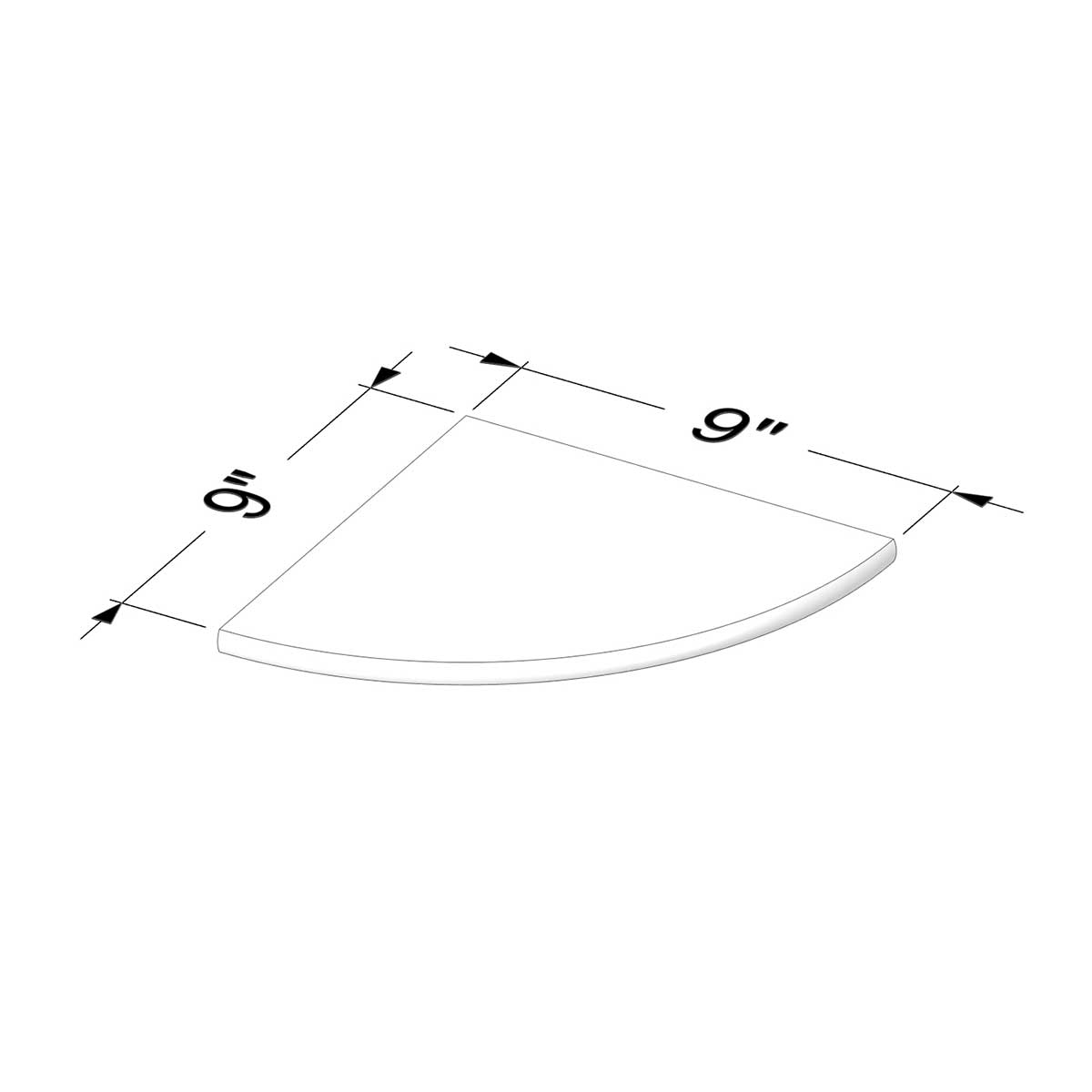 TileWare Boundless Shelving Solutions 9 inch Corner Shelf Diagram
