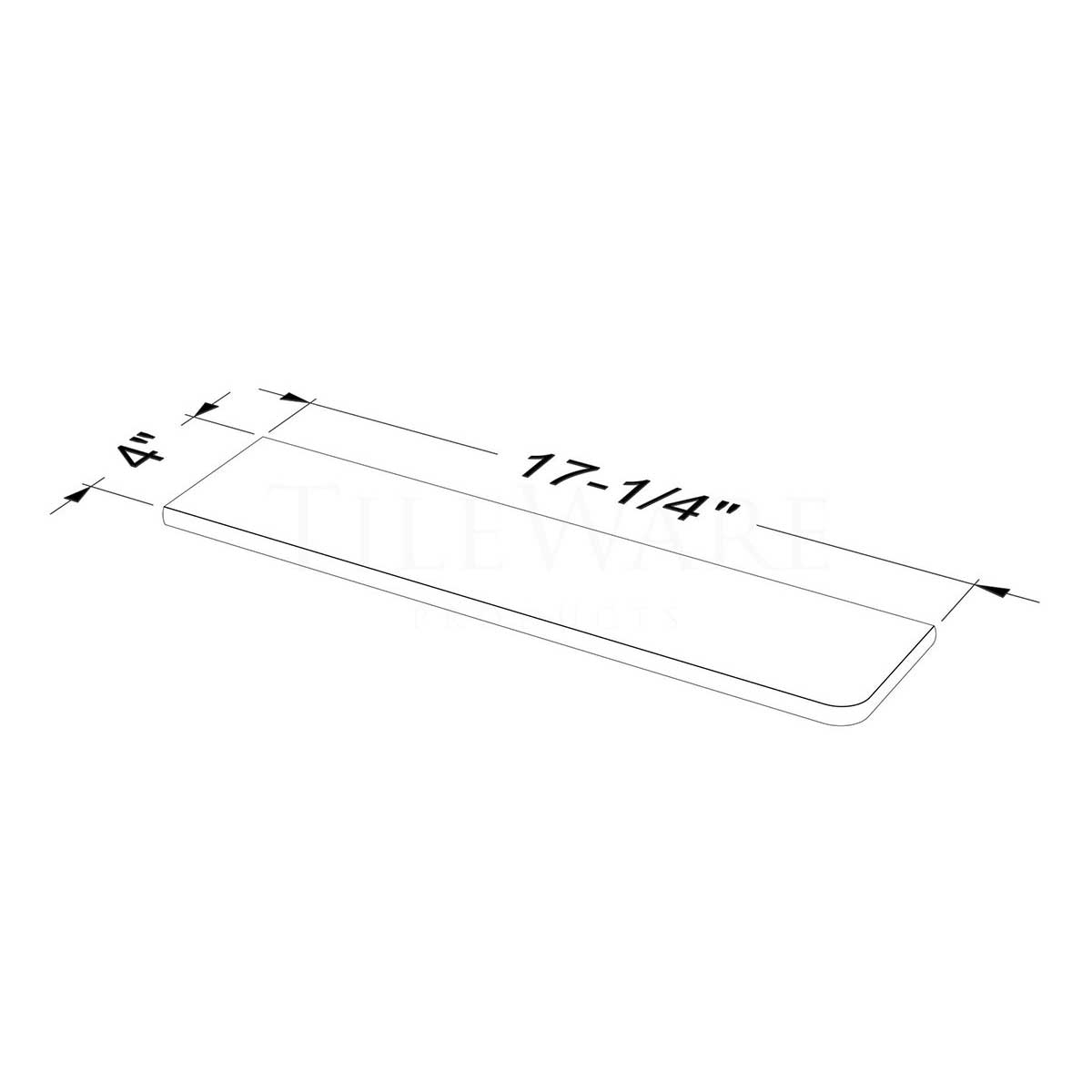 Measurement chart showing a rectangular strip with dimensions labeled