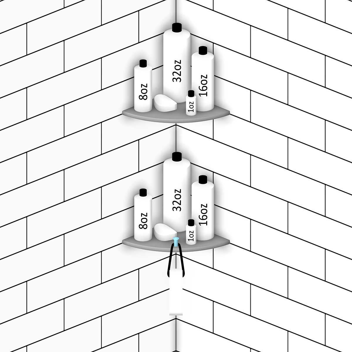 TileWare Boundless Shelving Solutions 9 inch Corner Shelf